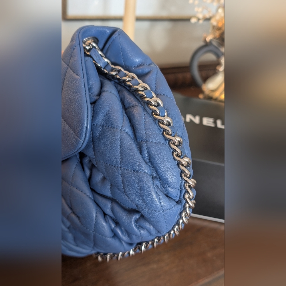 Chanel Blue Quilted Leather Chain Bag - Picture 6 of 16